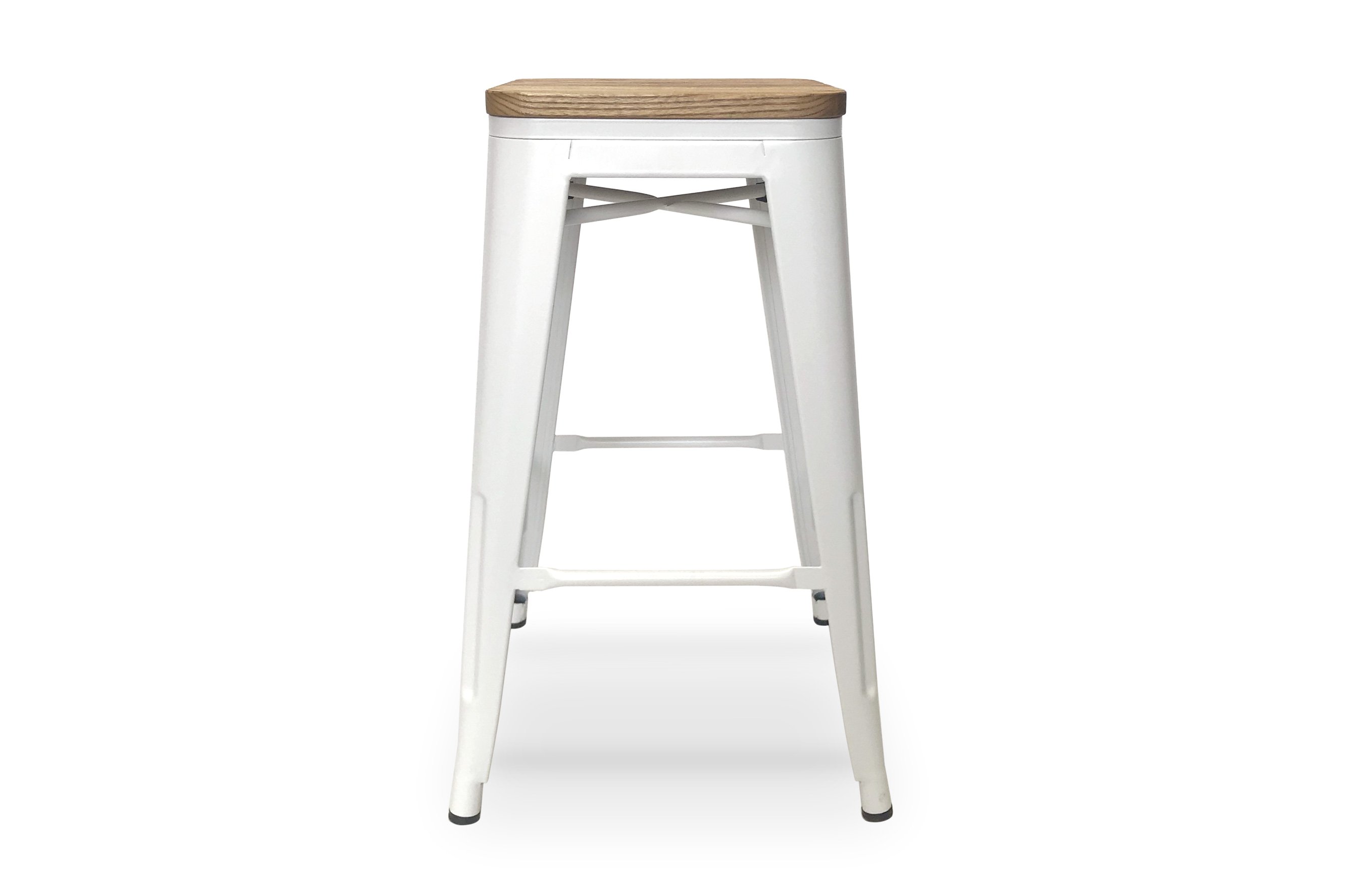 Amelie Stool 66cm – Matt White / Natural Elm Wood 1