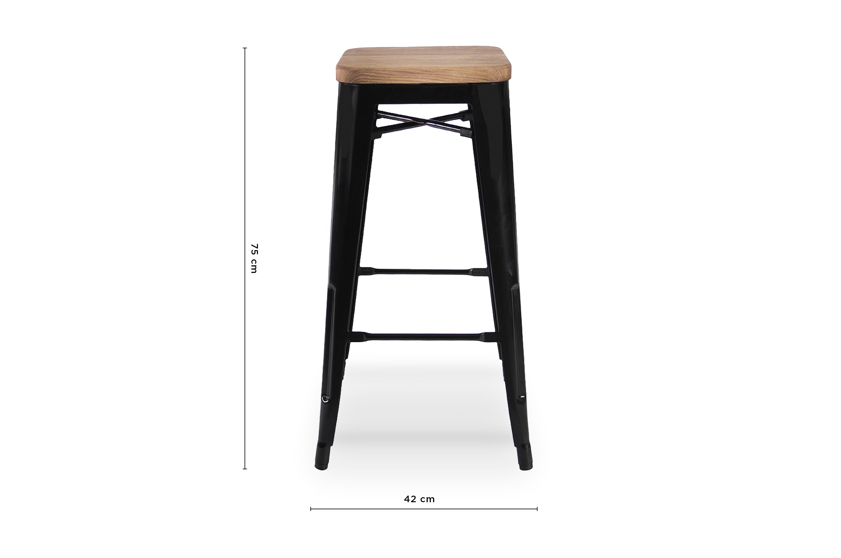 Amelie Stool 75cm – Matt Black / Natural Elm Wood 4