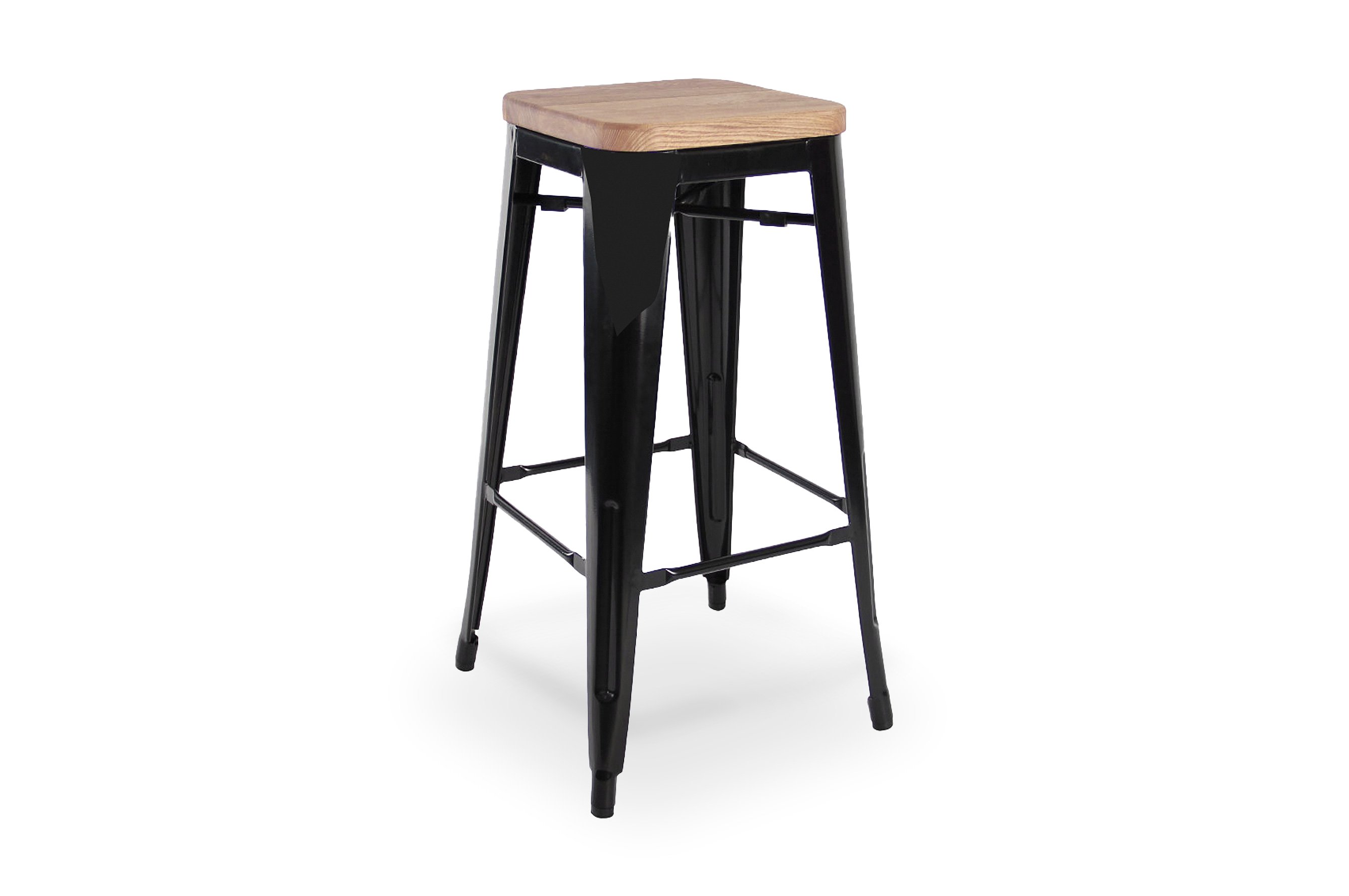 Amelie Stool 75cm – Matt Black / Natural Elm Wood 2