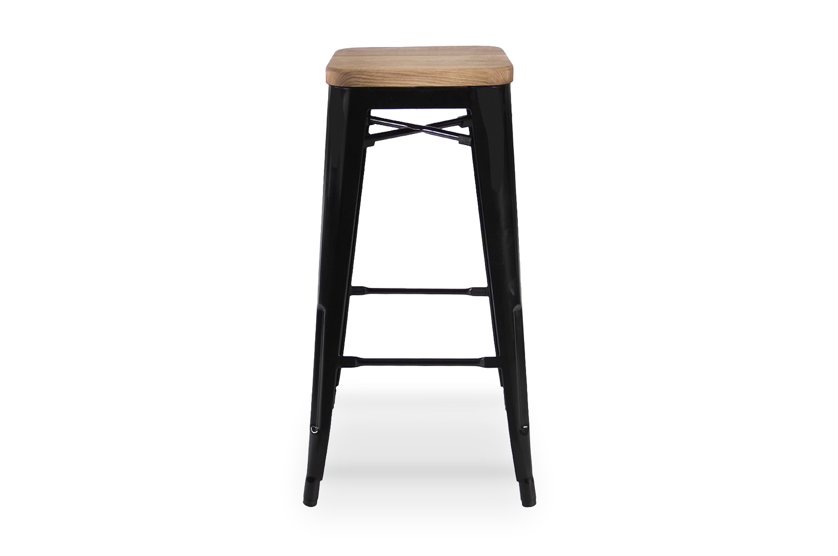 Amelie Stool 75cm – Matt Black / Natural Elm Wood 1