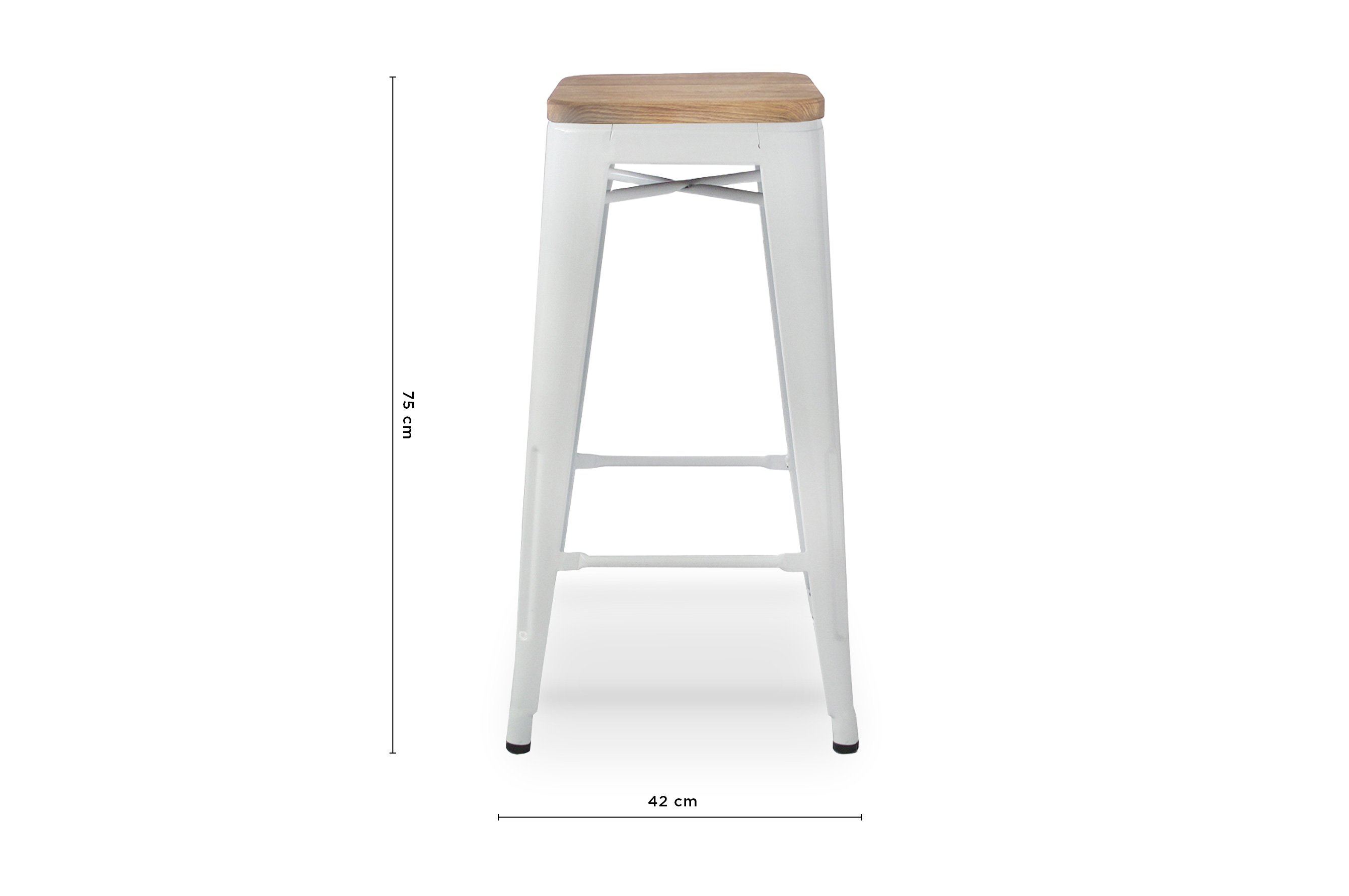 Amelie Stool 75cm – Matte White / Natural Elm Wood 4