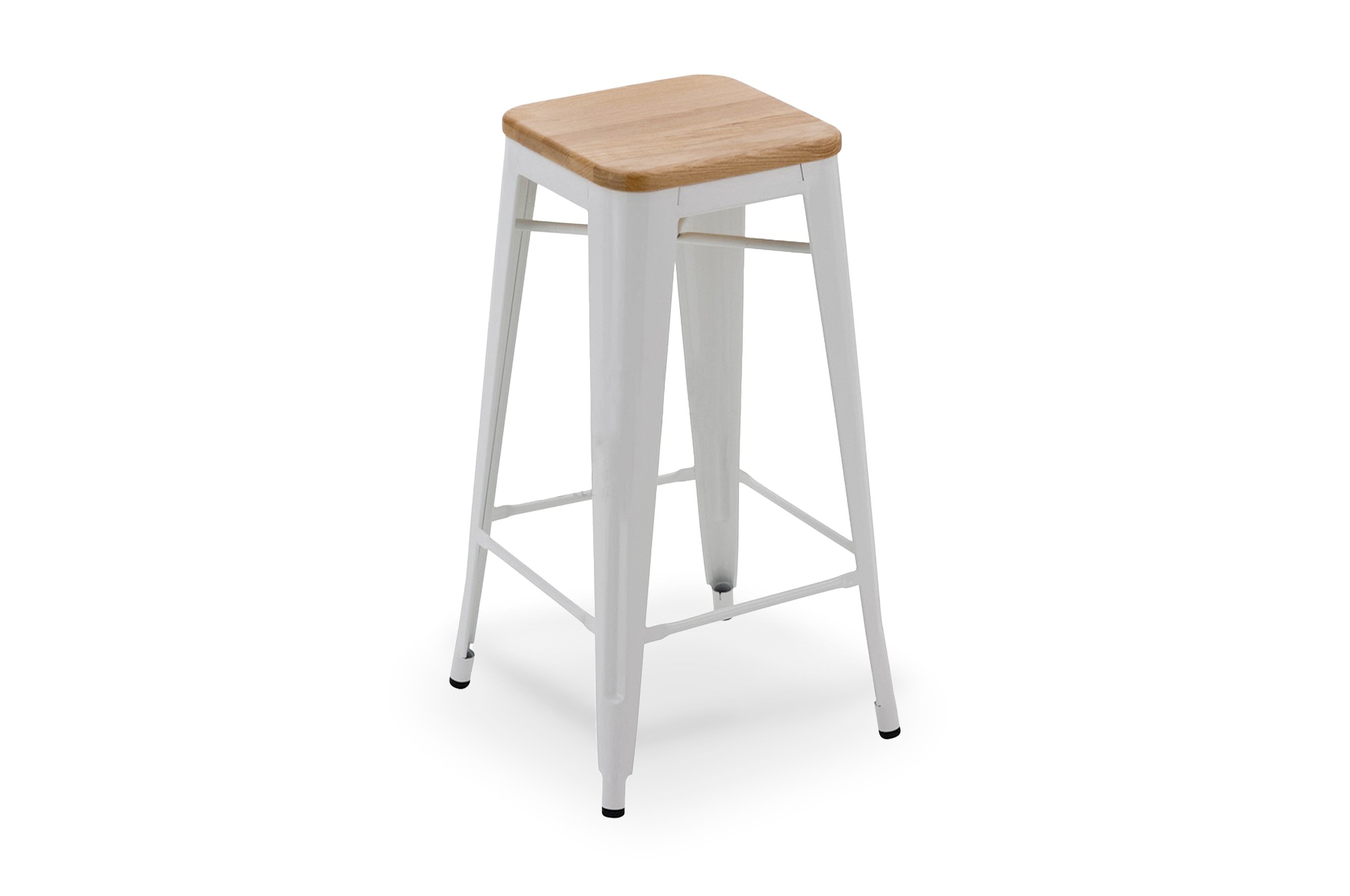 Amelie Stool 75cm – Matte White / Natural Elm Wood 2