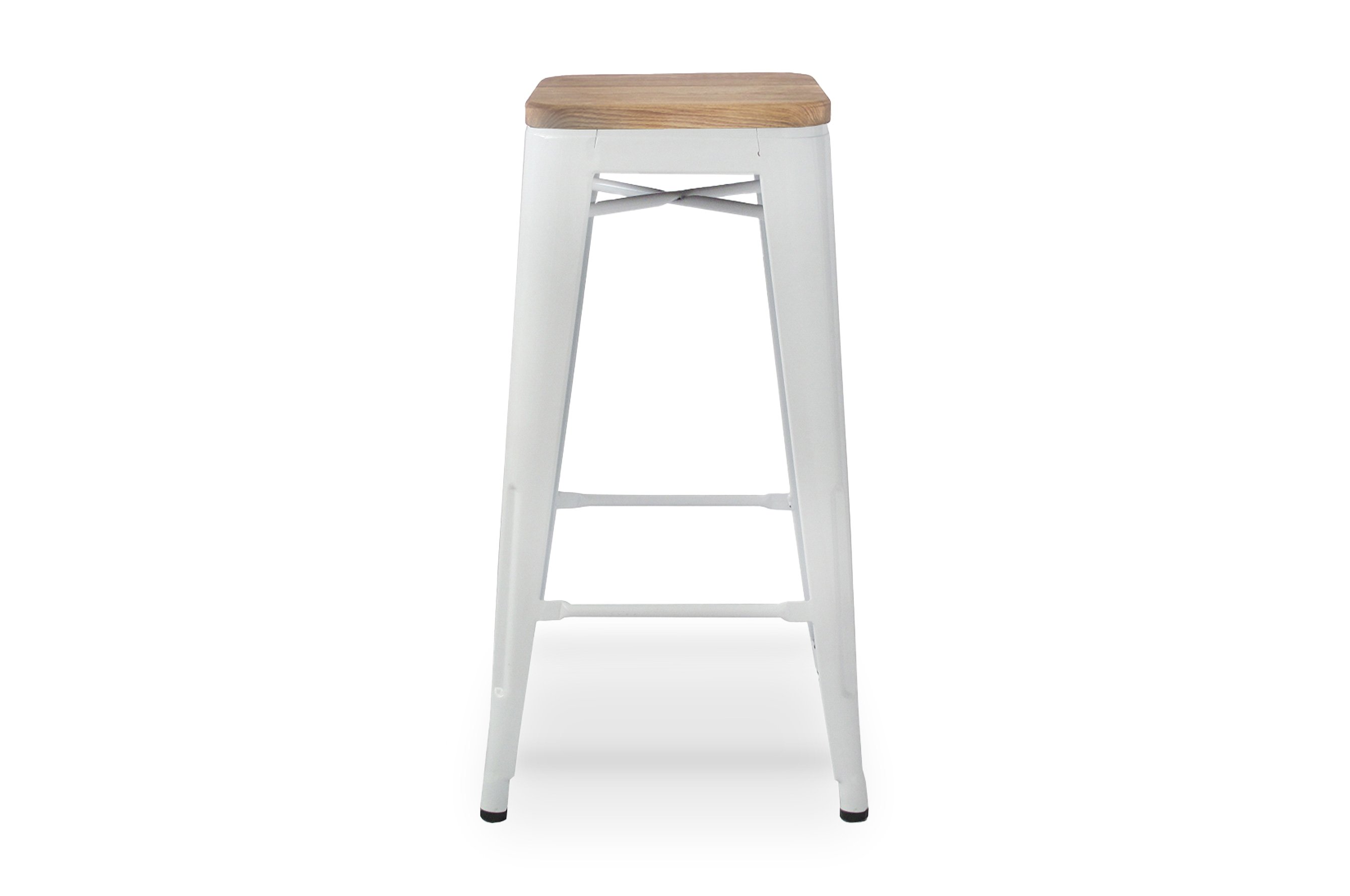 Amelie Stool 75cm – Matte White / Natural Elm Wood 1