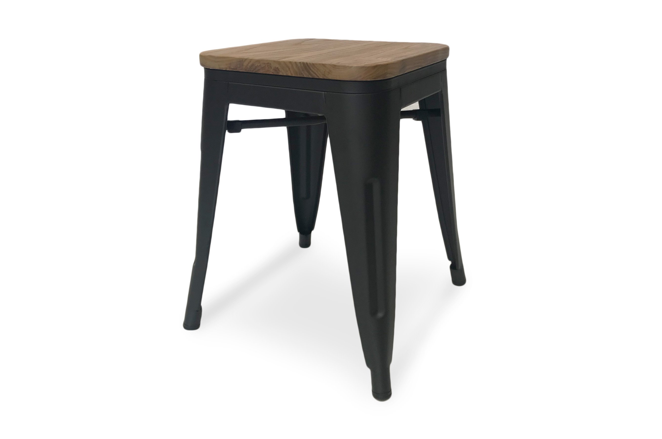 Amelie Stool 46cm – Matt Black / Natural Elm Wood 2