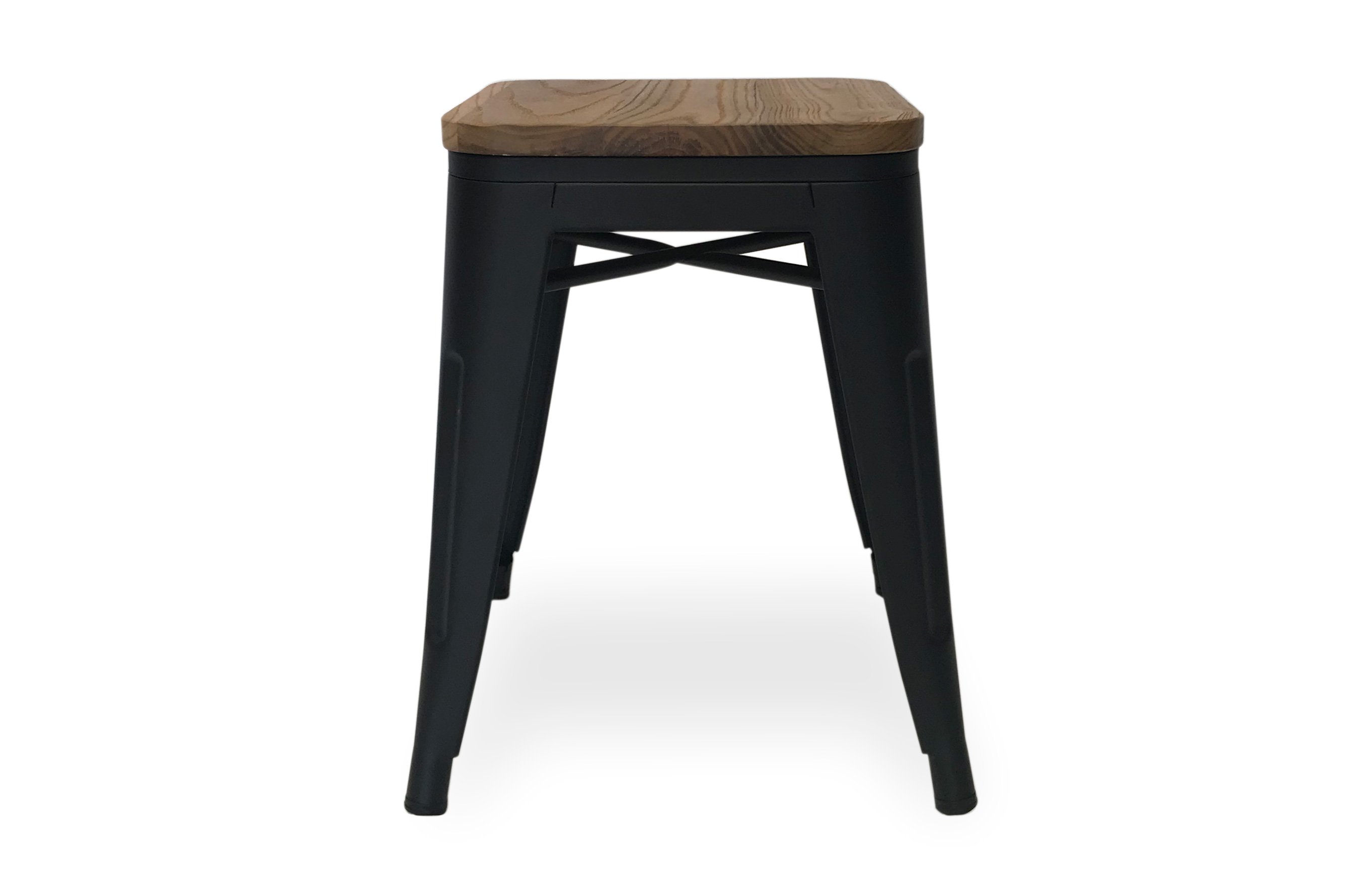 Amelie Stool 46cm – Matt Black / Natural Elm Wood 1