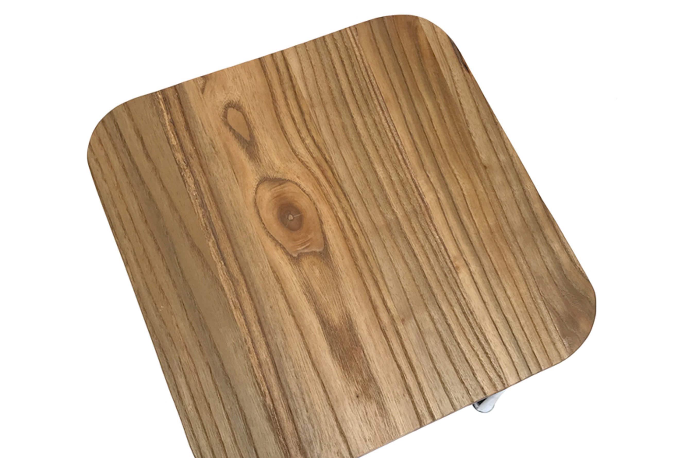 Amelie Stool 46cm – Matt White / Natural Elm Wood 3