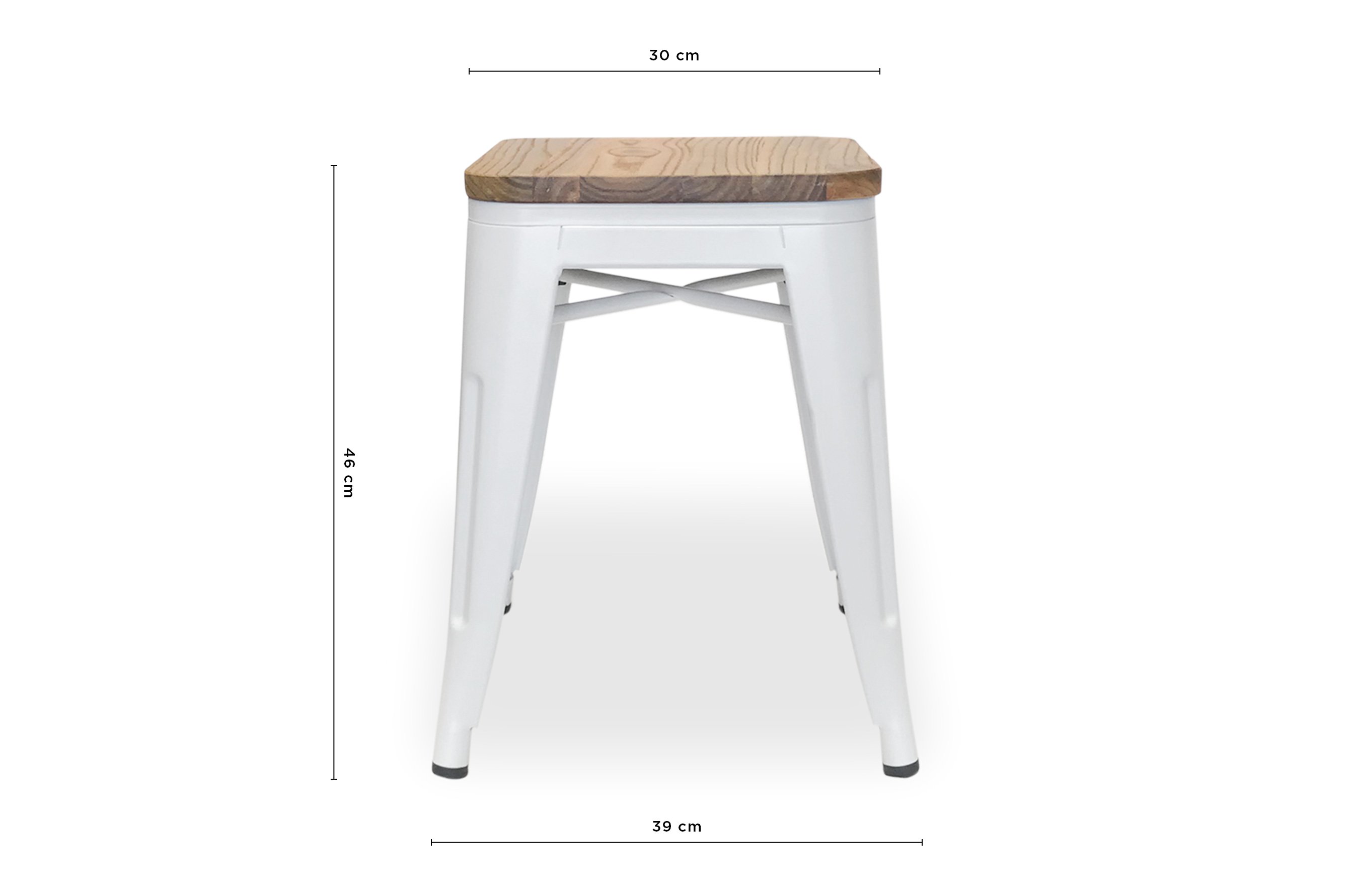 Amelie Stool 46cm – Matt White / Natural Elm Wood 4