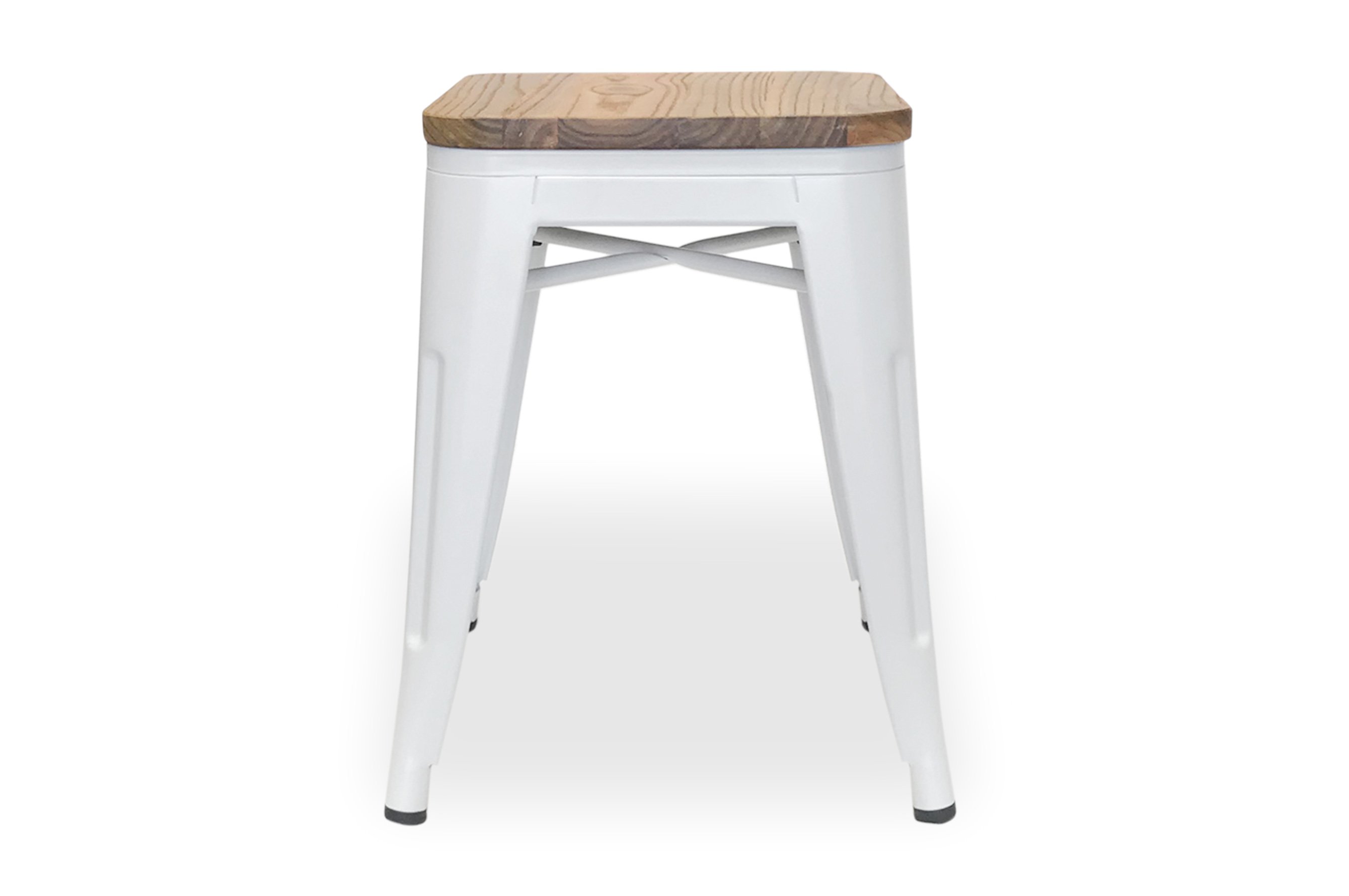 Amelie Stool 46cm – Matt White / Natural Elm Wood 1