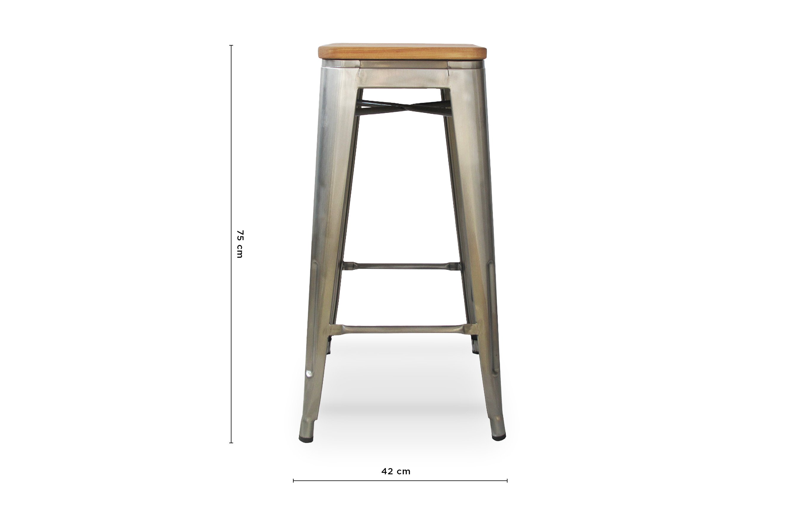 Amelie Stool 75cm – Industrial / Natural Elm Wood 4