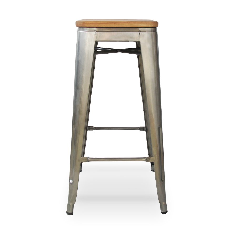 Amelie Stool 75cm – Industrial / Natural Elm Wood 4