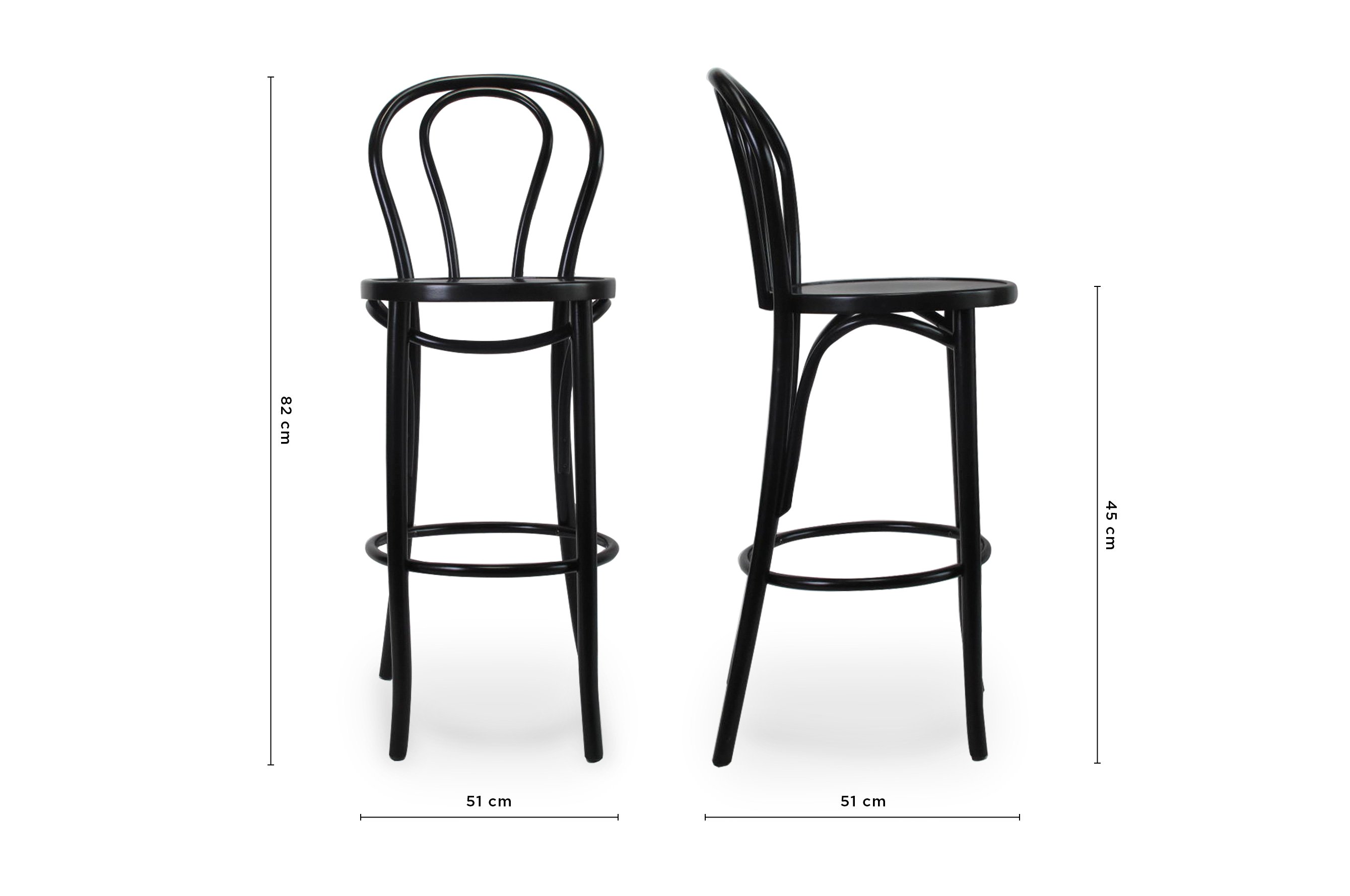 Vienna Bentwood Barstool 75cm – Black 6