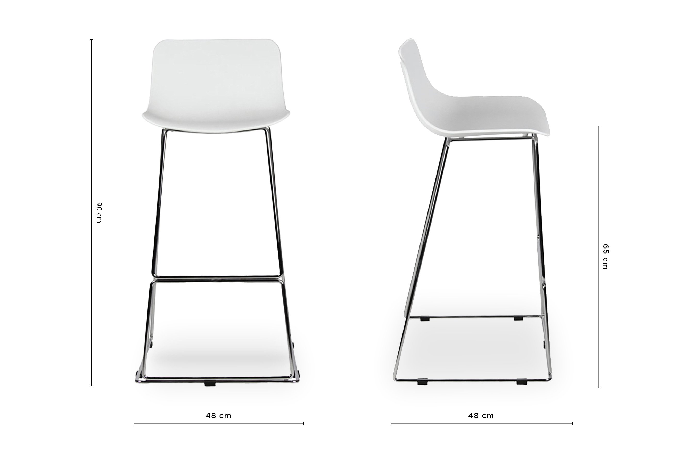Zen Barstool 65 cm – White / Chrome 5