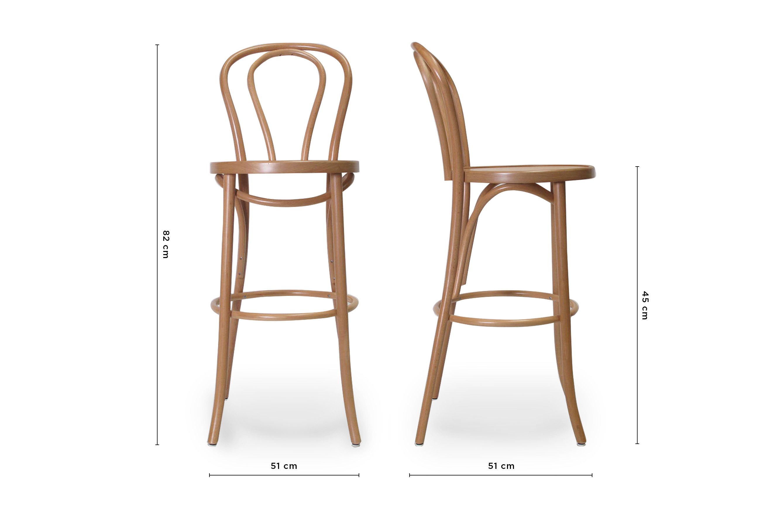 Vienna Bentwood Barstool 75cm – Natural 6