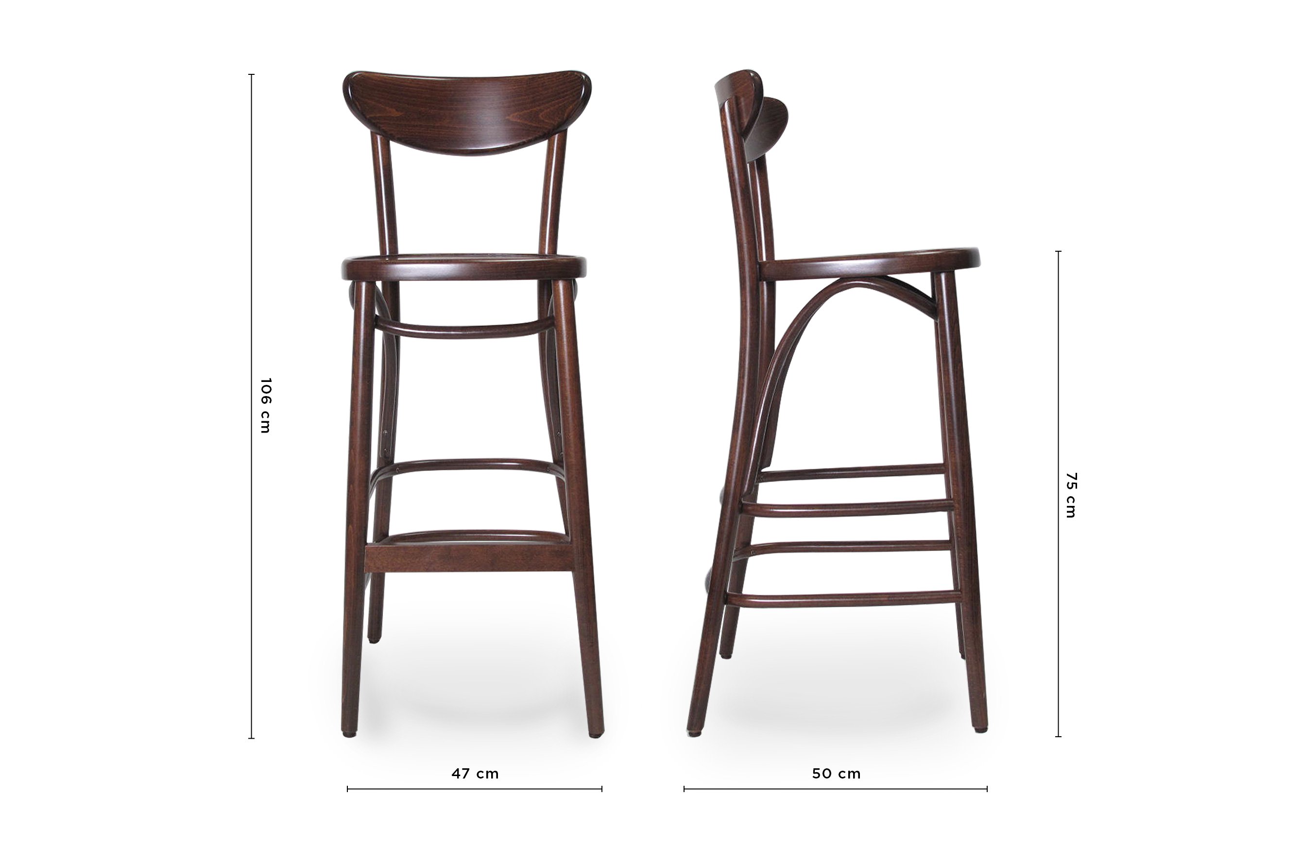 Graz Bentwood Barstool 75cm – Walnut 6