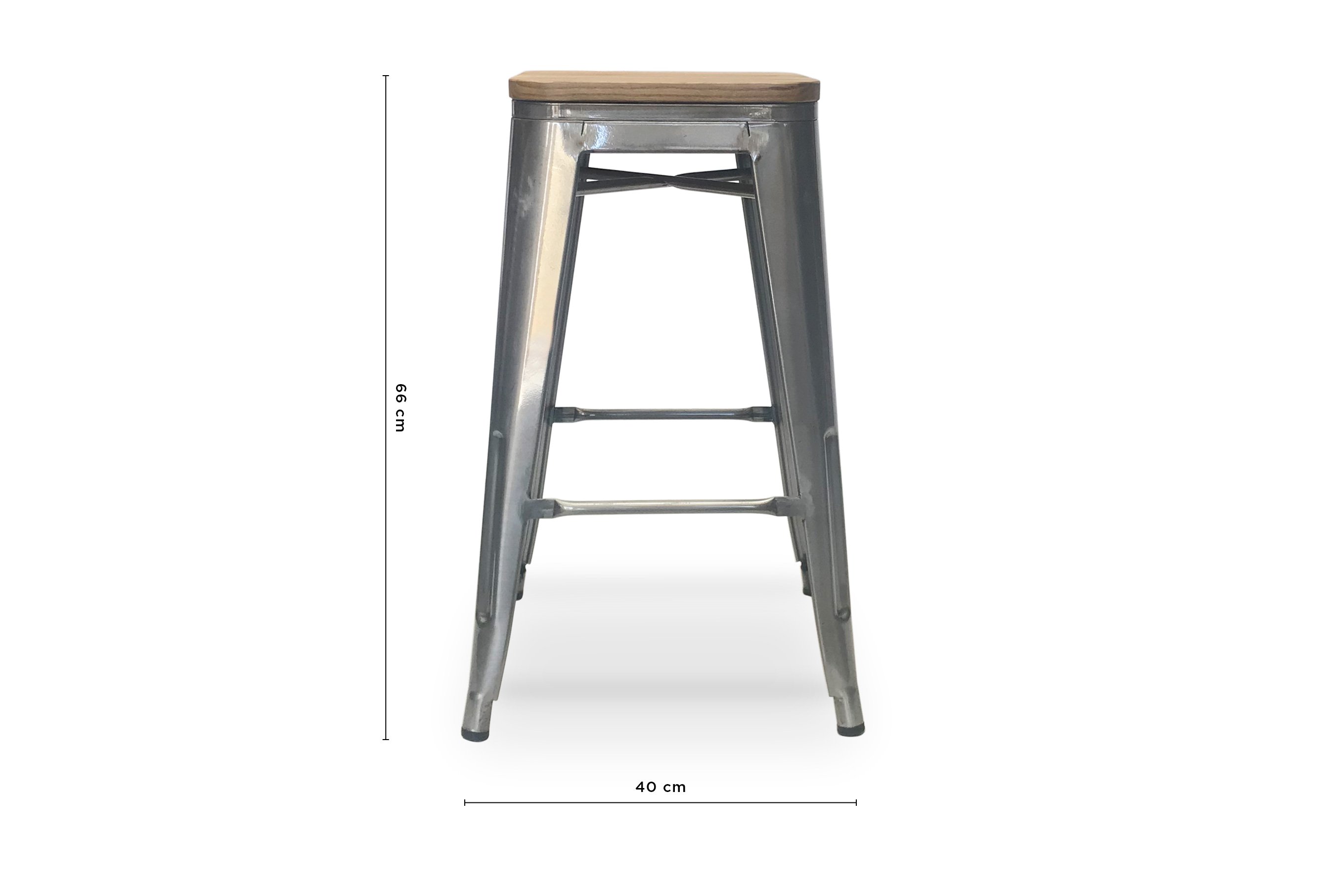 Amelie Stool 66cm – Industrial / Natural Elm Wood 4