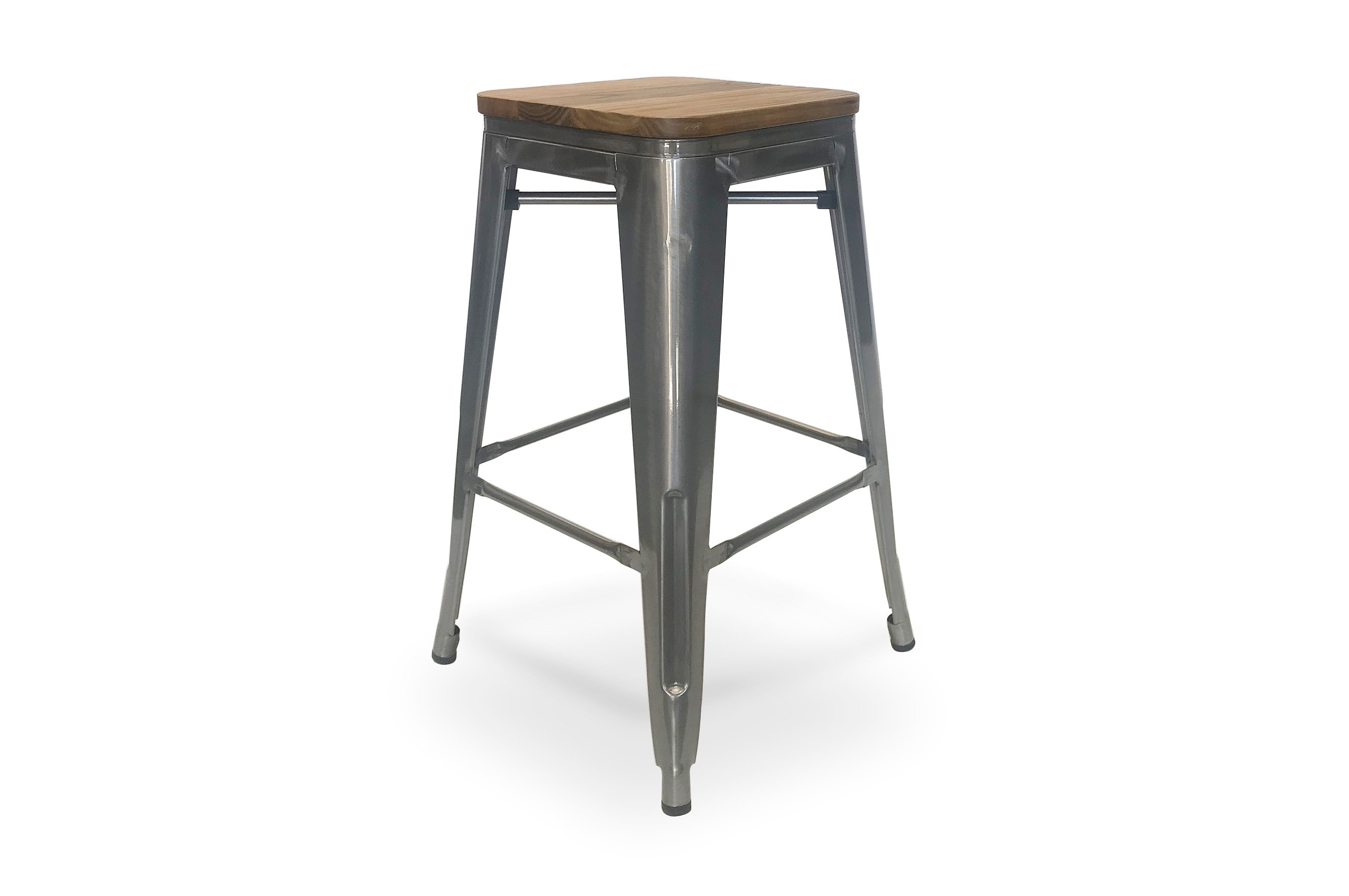 Amelie Stool 66cm – Industrial / Natural Elm Wood 2