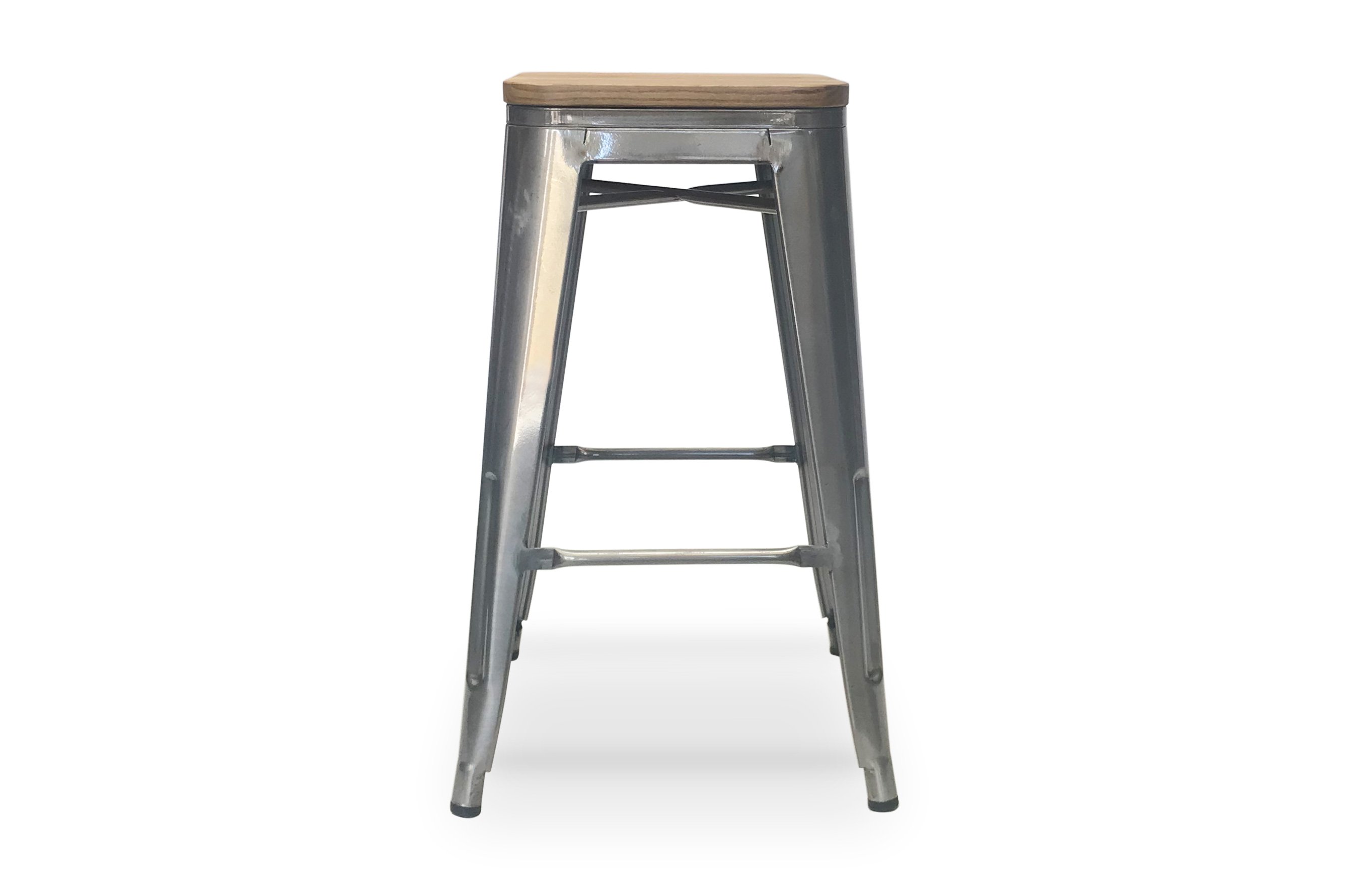 Amelie Stool 66cm – Industrial / Natural Elm Wood 1