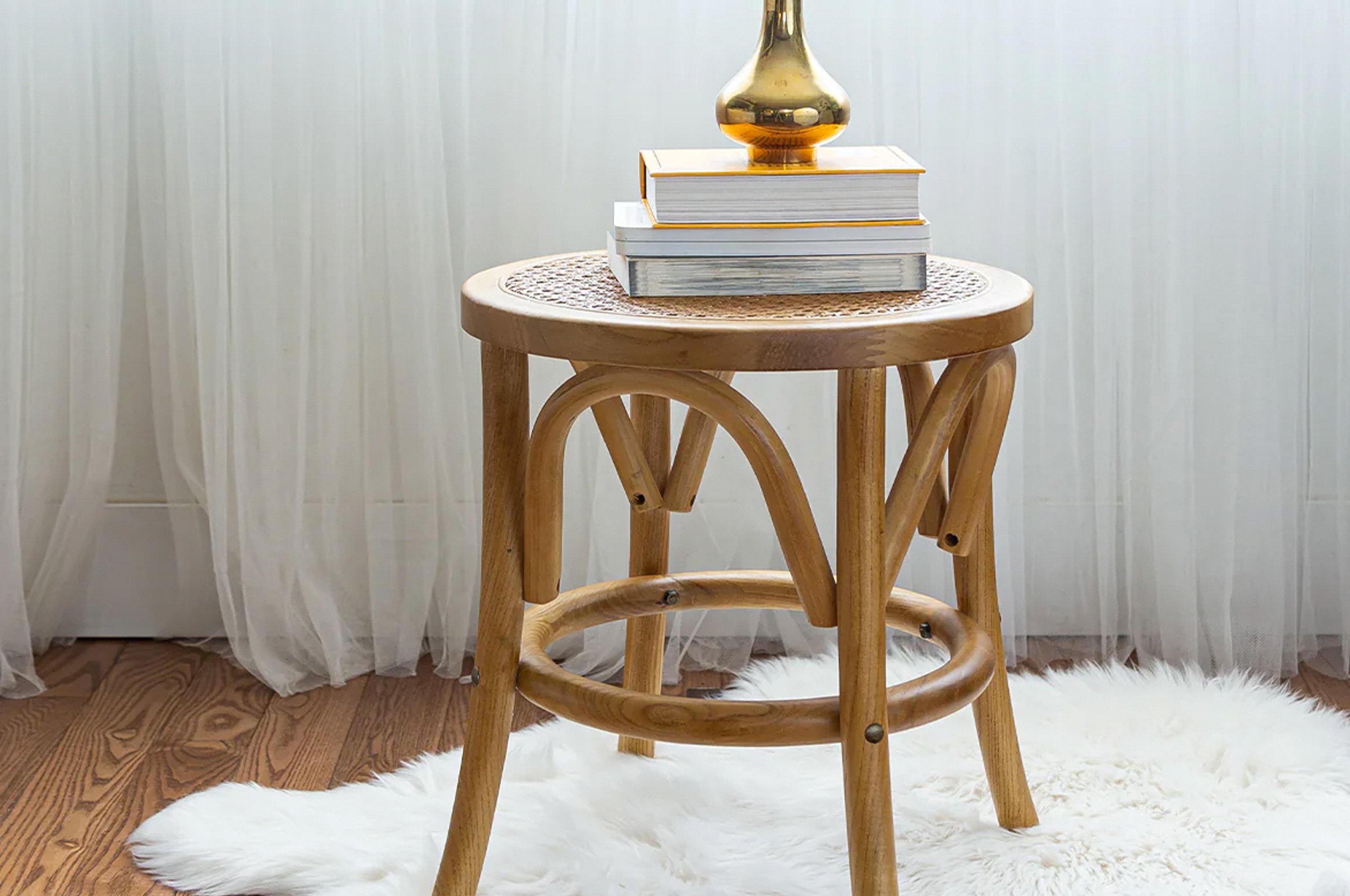 Frida Stool 45cm – Natural/Rattan 2